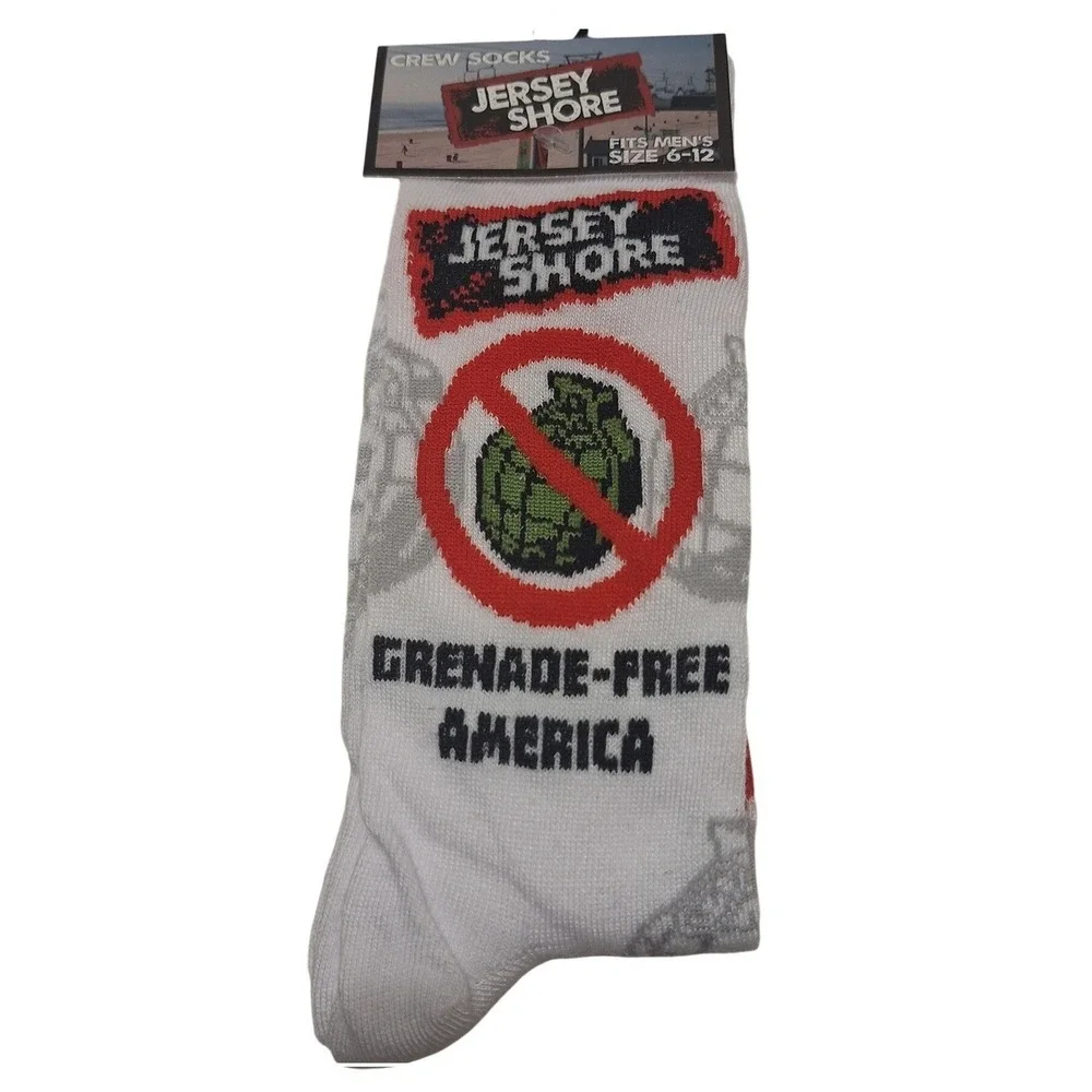 Jersey Shore MTV Grenade-Free America White Crew Socks Size 6-12‎ NWT